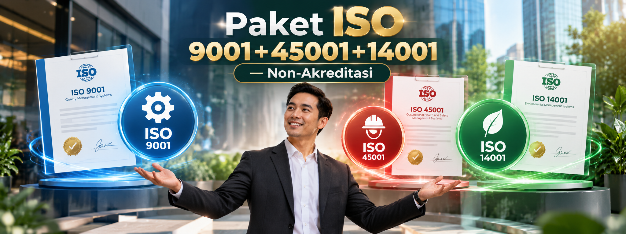 Ilustrasi Paket ISO 9001+45001+14001 — Non-Akreditasi